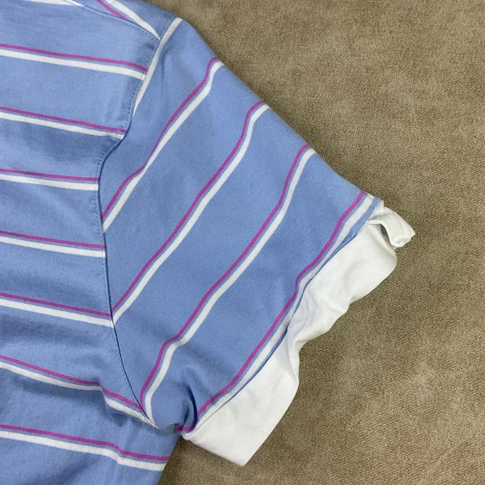 Magnolia Lane Masters Polo Shirt Golf Striped Short Sleeve Pima Cotton Women L - Picture 2 of 9